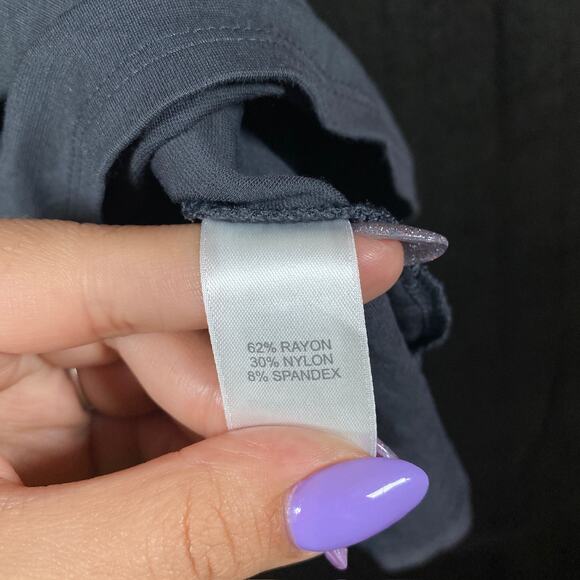 J Jill Womens Shirt Dark Gray Pull Over Front Tie Wrap Tunic Stretch Large - Picture 7 of 13